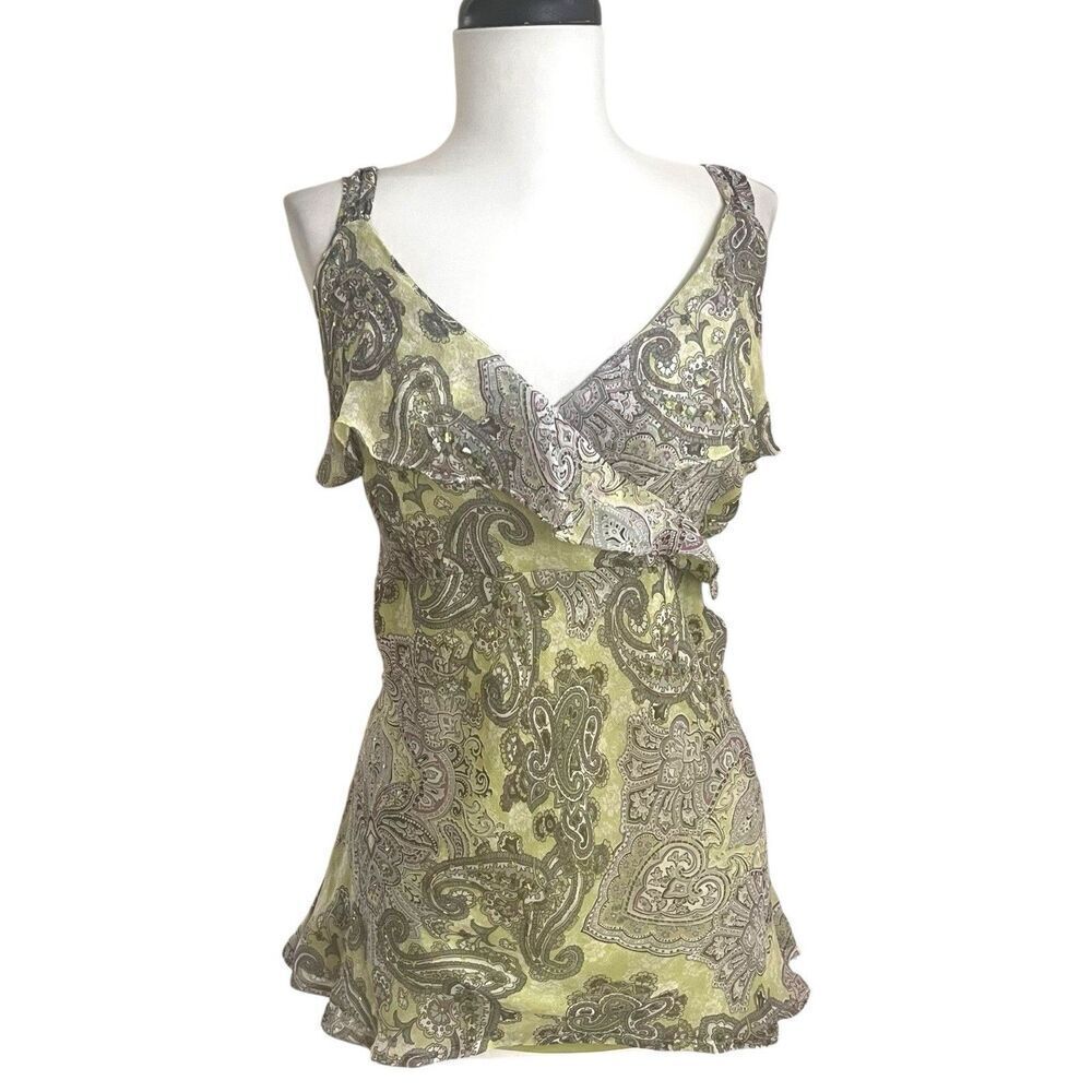 Vintage Fashion Bug Silk Babydoll beaded Paisley Top